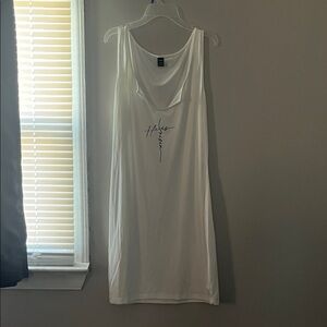 SHEIN White Tank Mini Dress with Black Script